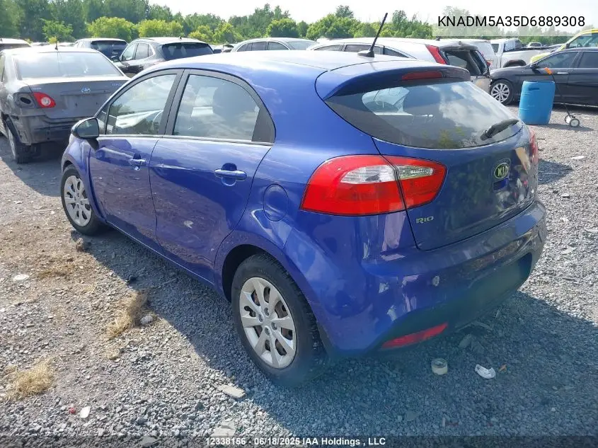2013 Kia Rio Lx VIN: KNADM5A35D6889308 Lot: 12338156