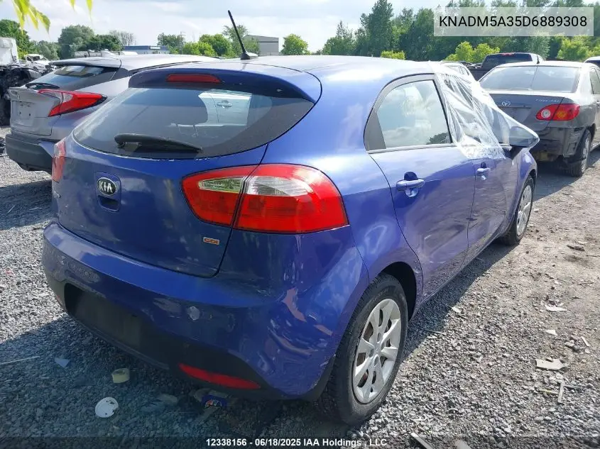 2013 Kia Rio Lx VIN: KNADM5A35D6889308 Lot: 12338156