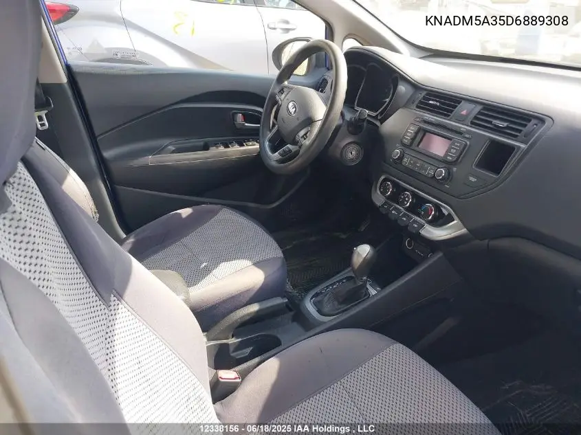 2013 Kia Rio Lx VIN: KNADM5A35D6889308 Lot: 12338156