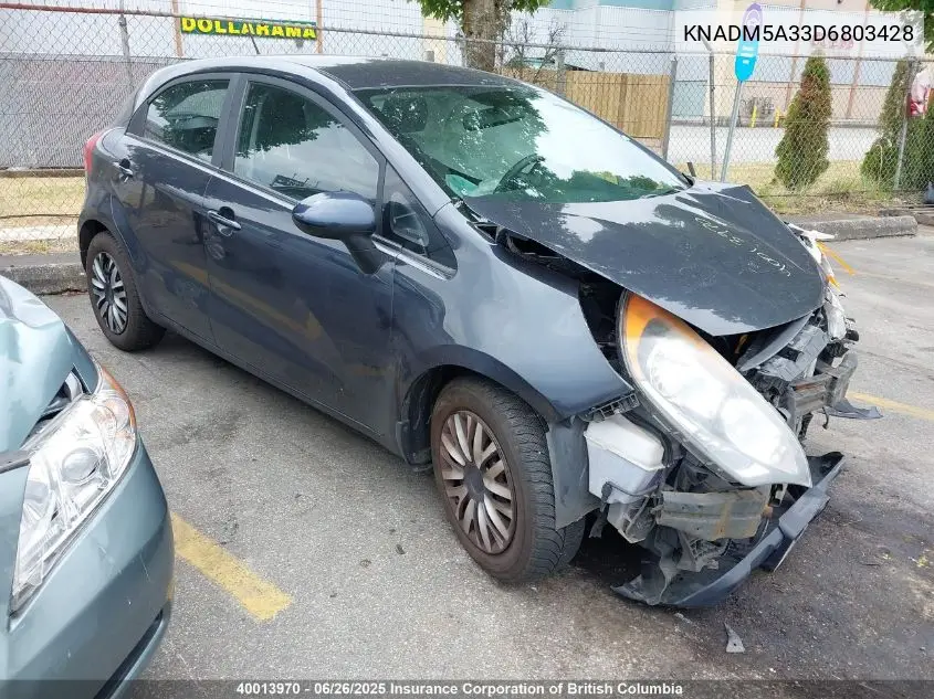 2013 Kia Rio Lx VIN: KNADM5A33D6803428 Lot: 40013970