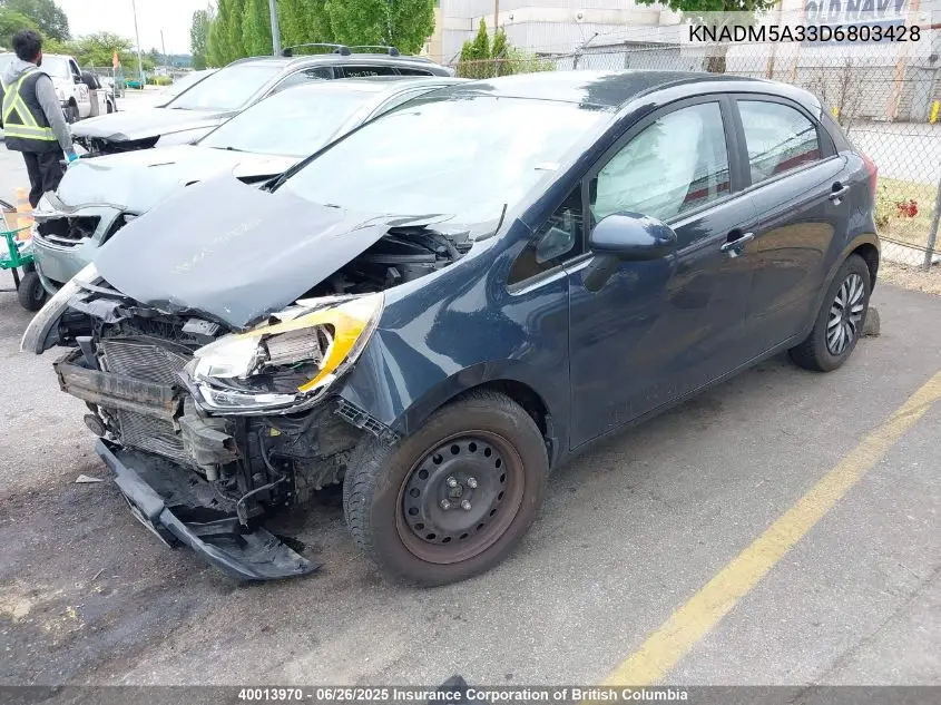2013 Kia Rio Lx VIN: KNADM5A33D6803428 Lot: 40013970