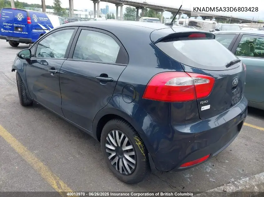 2013 Kia Rio Lx VIN: KNADM5A33D6803428 Lot: 40013970