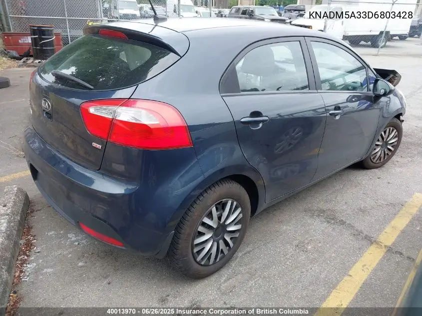 2013 Kia Rio Lx VIN: KNADM5A33D6803428 Lot: 40013970