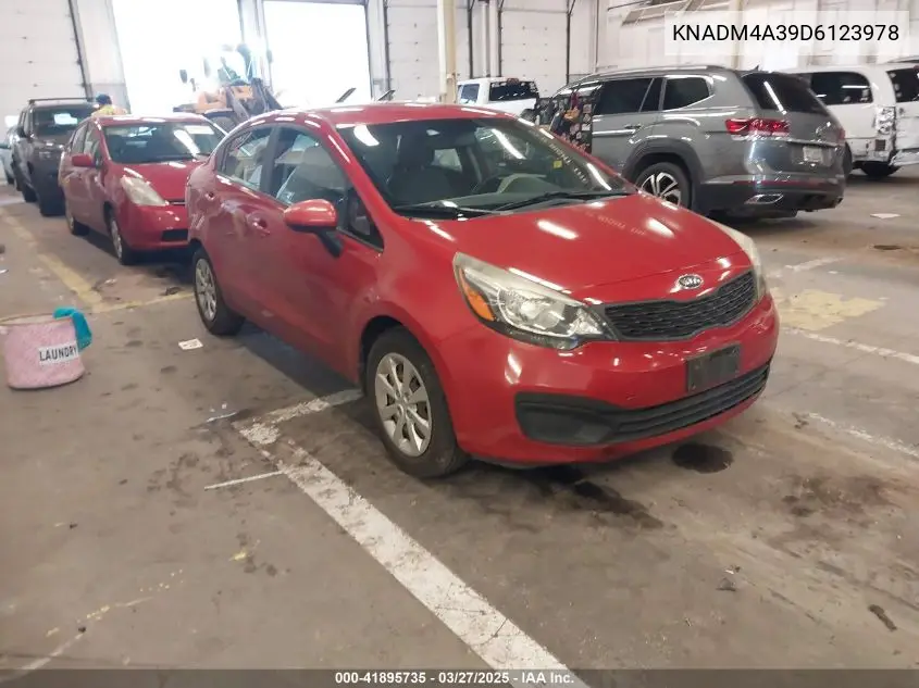 2013 Kia Rio Lx VIN: KNADM4A39D6123978 Lot: 41895735