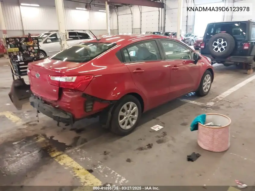2013 Kia Rio Lx VIN: KNADM4A39D6123978 Lot: 41895735