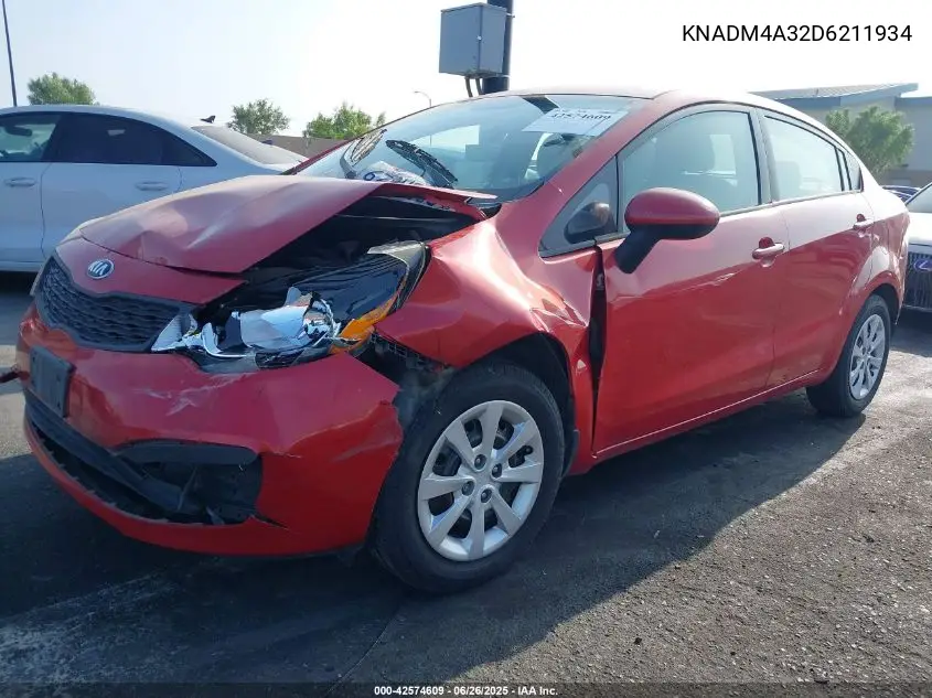 2013 Kia Rio Lx VIN: KNADM4A32D6211934 Lot: 42574609