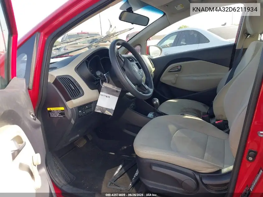 2013 Kia Rio Lx VIN: KNADM4A32D6211934 Lot: 42574609