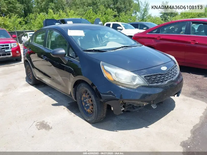 2013 Kia Rio Lx VIN: KNADM4A36D6108113 Lot: 42592383