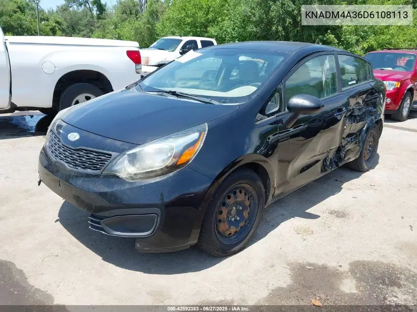 2013 Kia Rio Lx VIN: KNADM4A36D6108113 Lot: 42592383