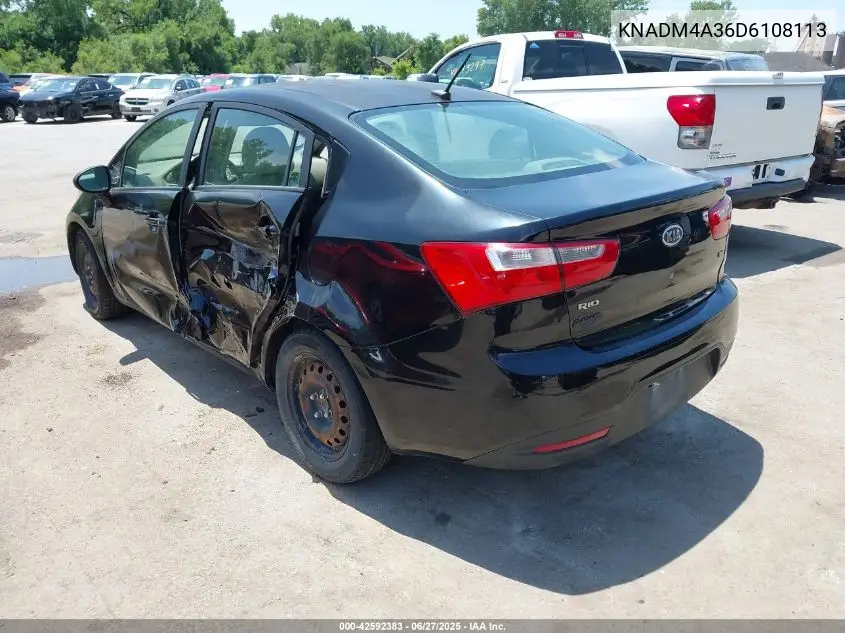 2013 Kia Rio Lx VIN: KNADM4A36D6108113 Lot: 42592383