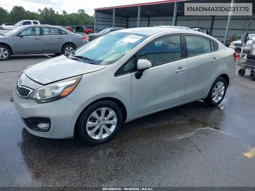 2013 Kia Rio Ex VIN: KNADN4A33D6231770 Lot: 42620151