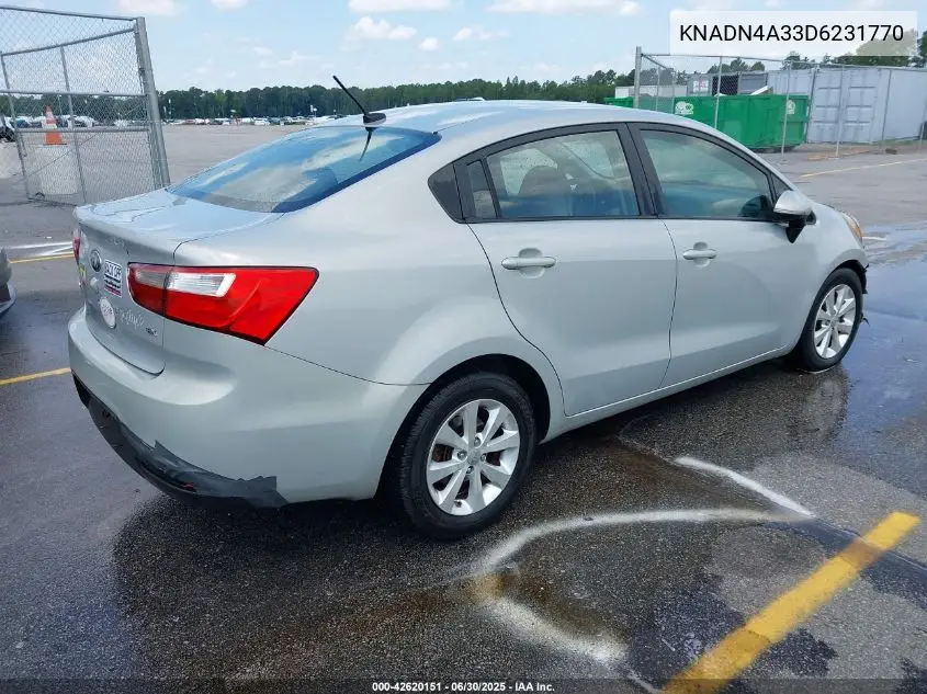 2013 Kia Rio Ex VIN: KNADN4A33D6231770 Lot: 42620151