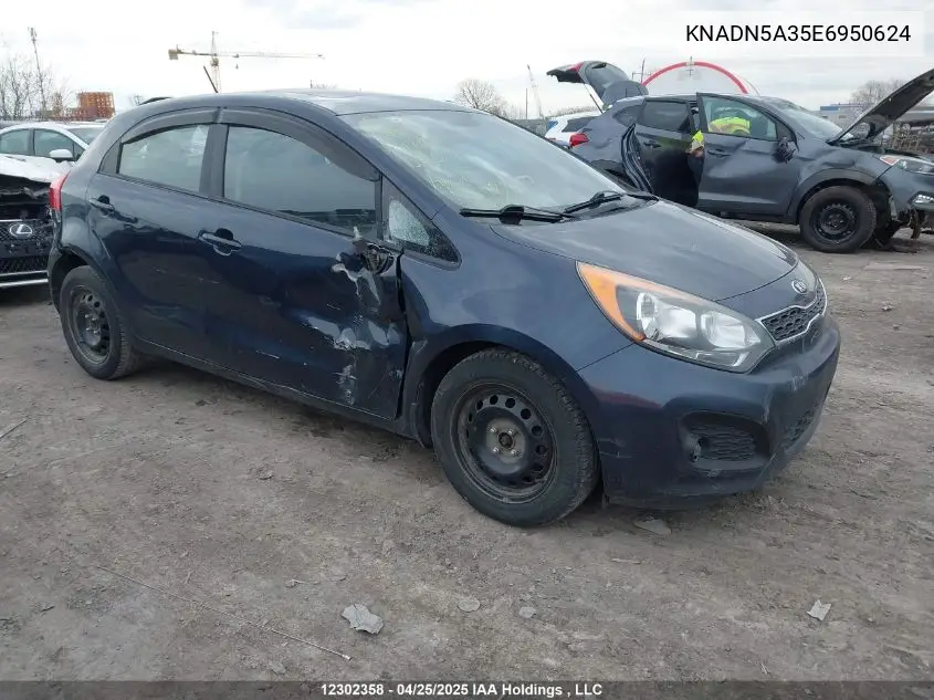 2014 Kia Rio Ex/Lx/Lx+/Sx VIN: KNADN5A35E6950624 Lot: 12302358