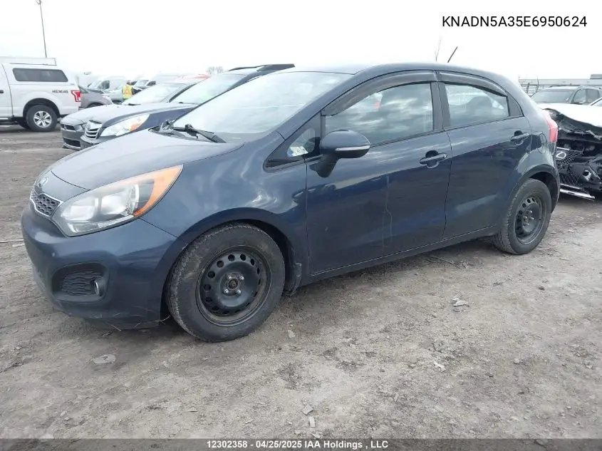 2014 Kia Rio Ex/Lx/Lx+/Sx VIN: KNADN5A35E6950624 Lot: 12302358