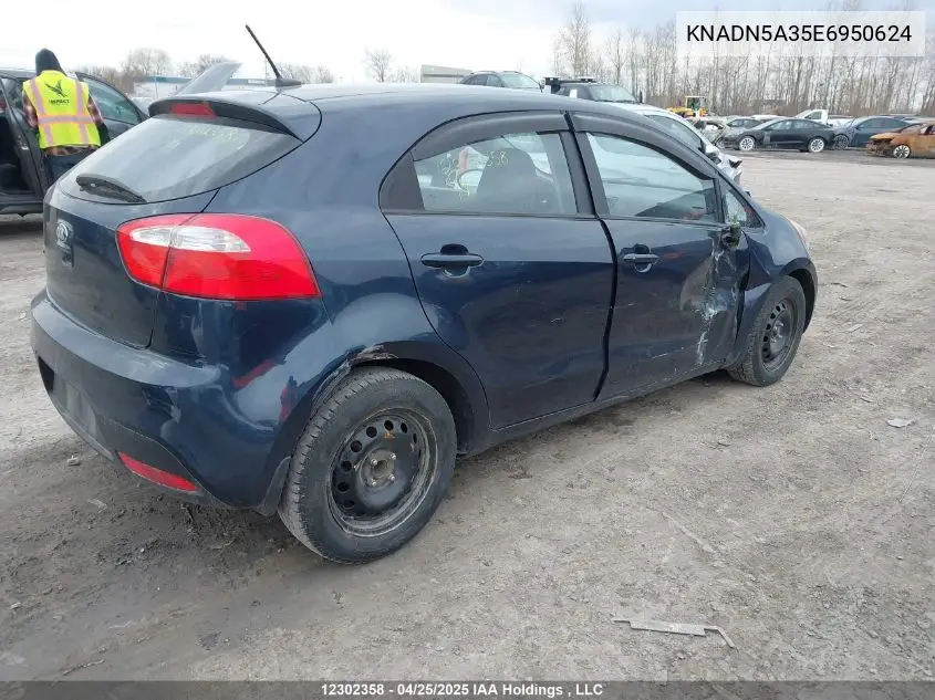 2014 Kia Rio Ex/Lx/Lx+/Sx VIN: KNADN5A35E6950624 Lot: 12302358