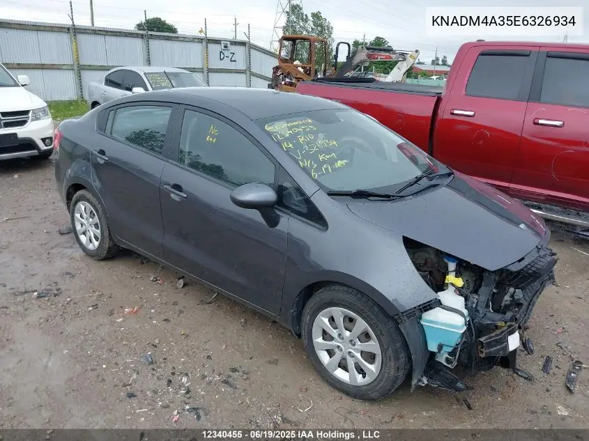 2014 Kia Rio Ex/Ex+/Lx/Lx+/Sx VIN: KNADM4A35E6326934 Lot: 12340455