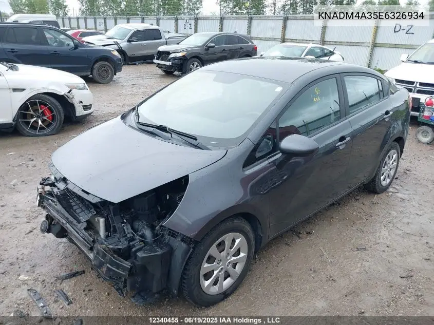2014 Kia Rio Ex/Ex+/Lx/Lx+/Sx VIN: KNADM4A35E6326934 Lot: 12340455