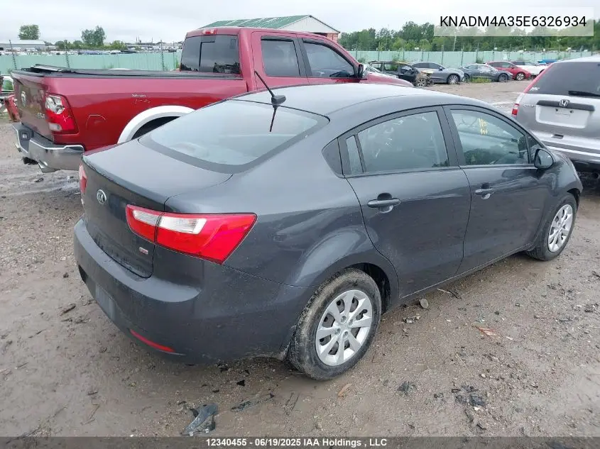 2014 Kia Rio Ex/Ex+/Lx/Lx+/Sx VIN: KNADM4A35E6326934 Lot: 12340455