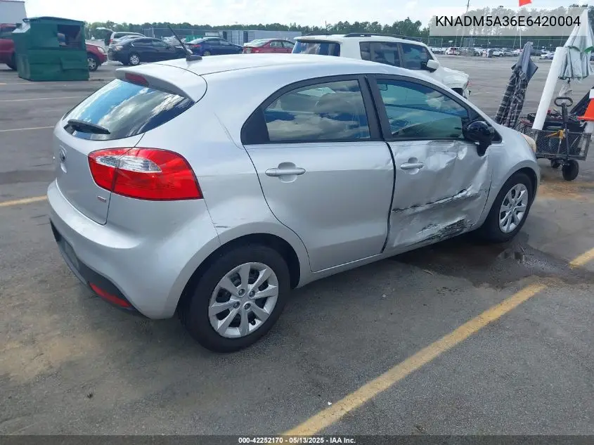2014 Kia Rio Lx VIN: KNADM5A36E6420004 Lot: 42252170
