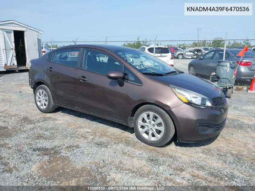 2015 Kia Rio VIN: KNADM4A39F6470536 Lot: 12058533