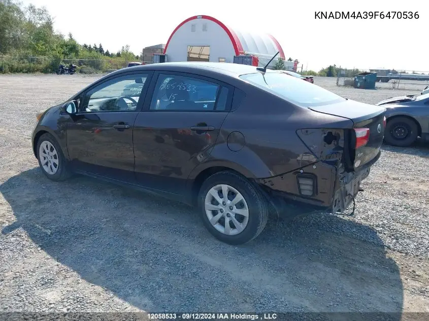 2015 Kia Rio VIN: KNADM4A39F6470536 Lot: 12058533