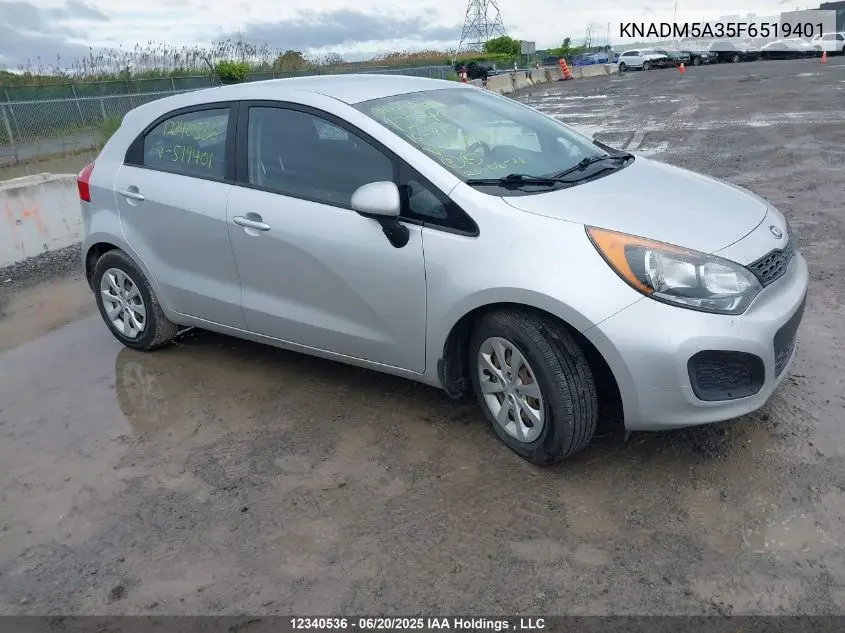 2015 Kia Rio Ex/Lx/Lx+/Sx VIN: KNADM5A35F6519401 Lot: 12340536
