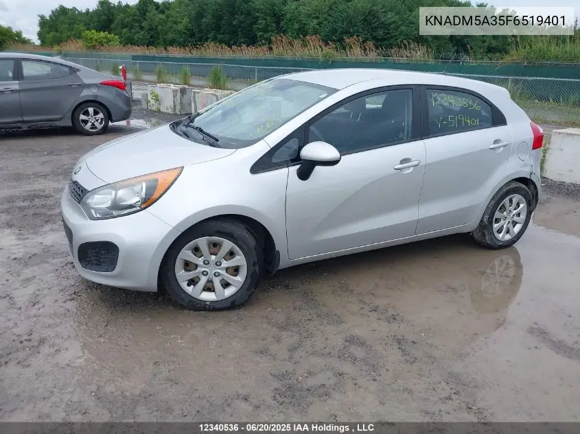 2015 Kia Rio Ex/Lx/Lx+/Sx VIN: KNADM5A35F6519401 Lot: 12340536
