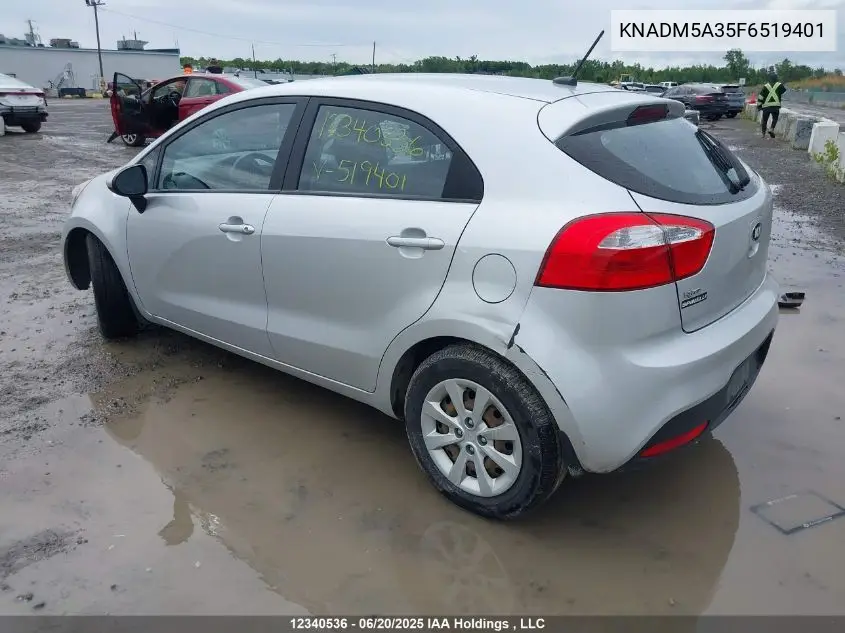 2015 Kia Rio Ex/Lx/Lx+/Sx VIN: KNADM5A35F6519401 Lot: 12340536