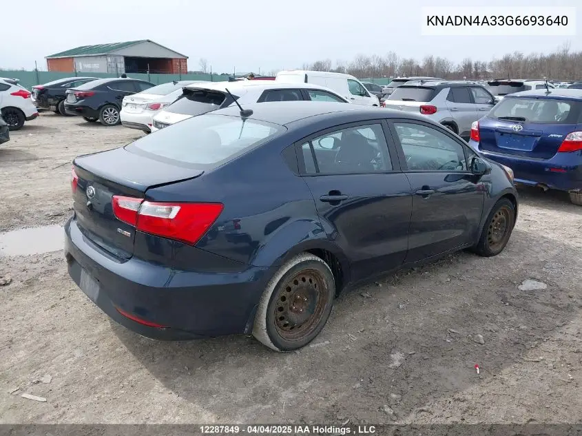 2016 Kia Rio VIN: KNADN4A33G6693640 Lot: 12287849