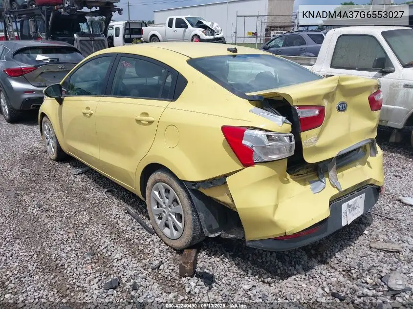 2016 Kia Rio Lx VIN: KNADM4A37G6553027 Lot: 42240490
