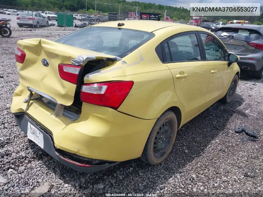 2016 Kia Rio Lx VIN: KNADM4A37G6553027 Lot: 42240490