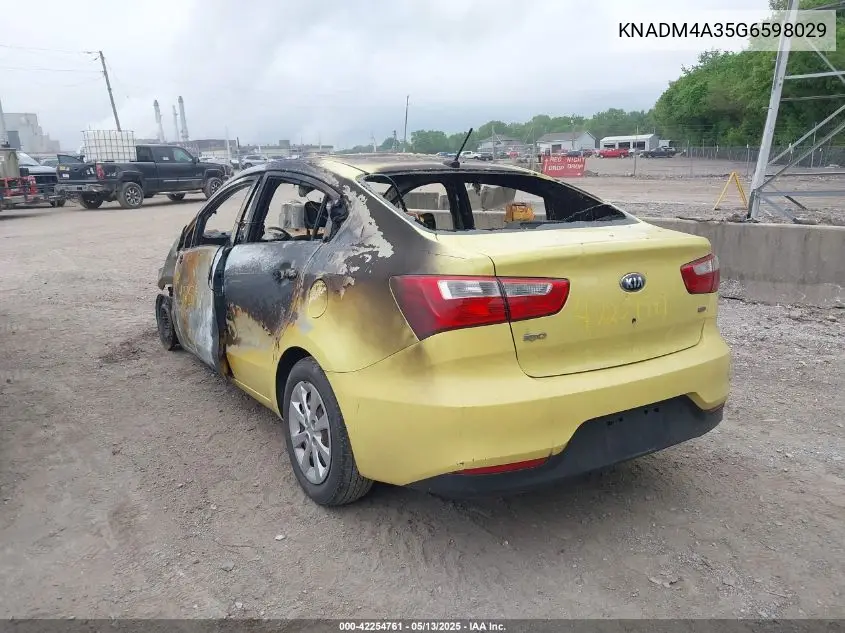 2016 Kia Rio Lx VIN: KNADM4A35G6598029 Lot: 42254761