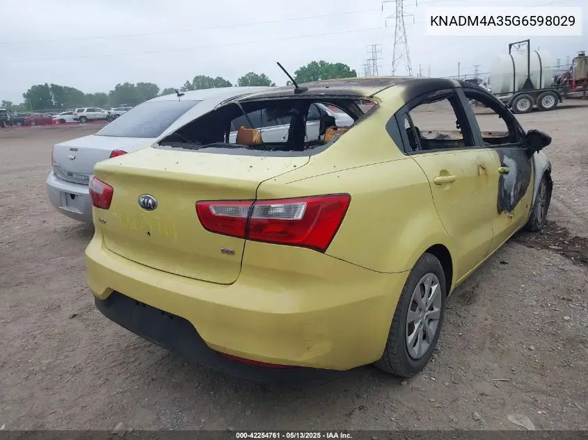 2016 Kia Rio Lx VIN: KNADM4A35G6598029 Lot: 42254761