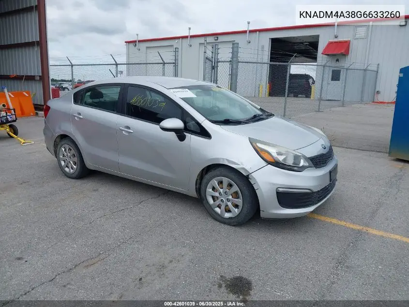 2016 Kia Rio Lx VIN: KNADM4A38G6633260 Lot: 42601039