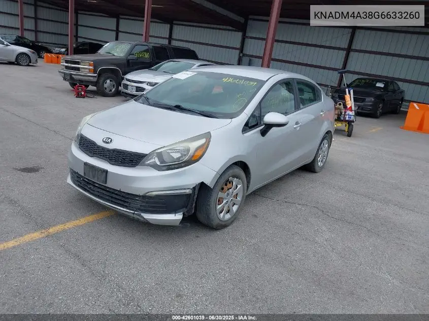 2016 Kia Rio Lx VIN: KNADM4A38G6633260 Lot: 42601039
