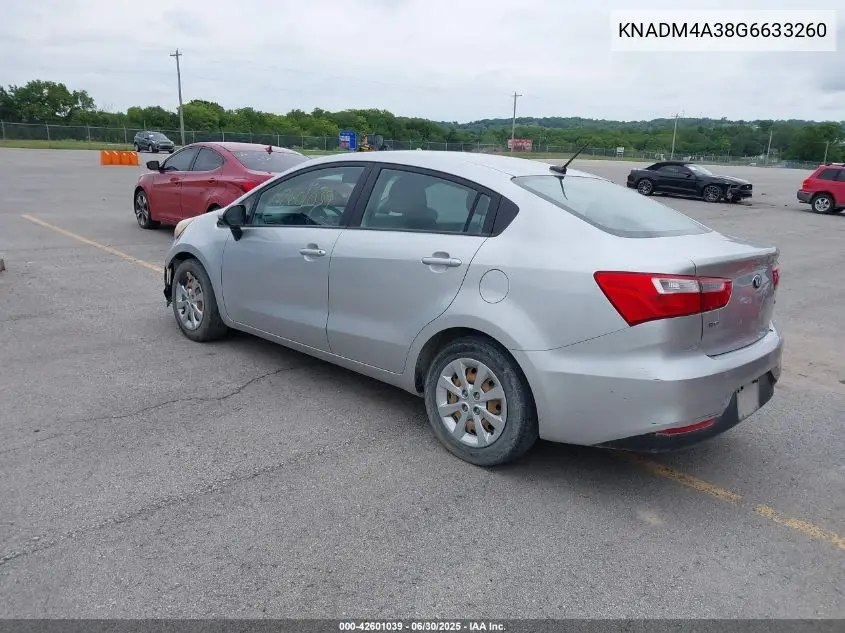 2016 Kia Rio Lx VIN: KNADM4A38G6633260 Lot: 42601039