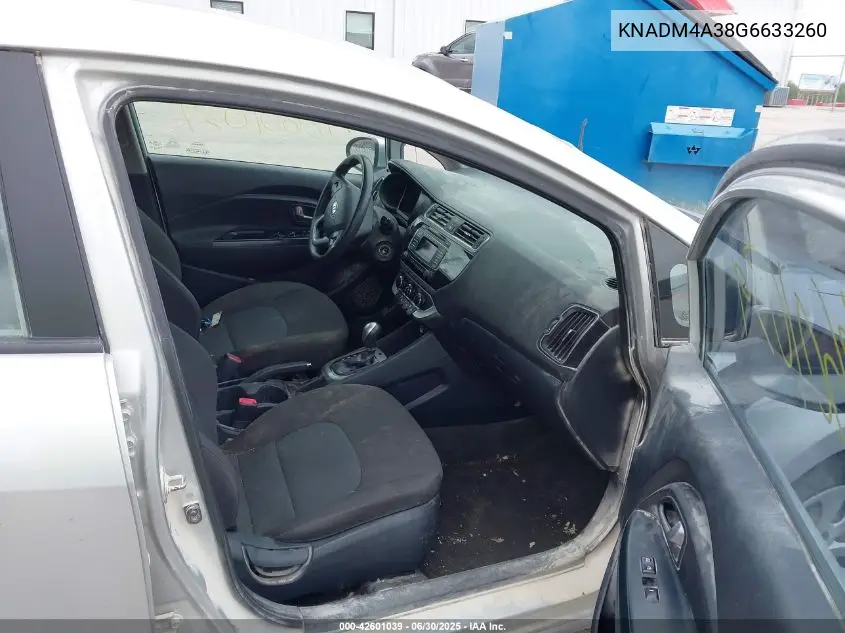 2016 Kia Rio Lx VIN: KNADM4A38G6633260 Lot: 42601039