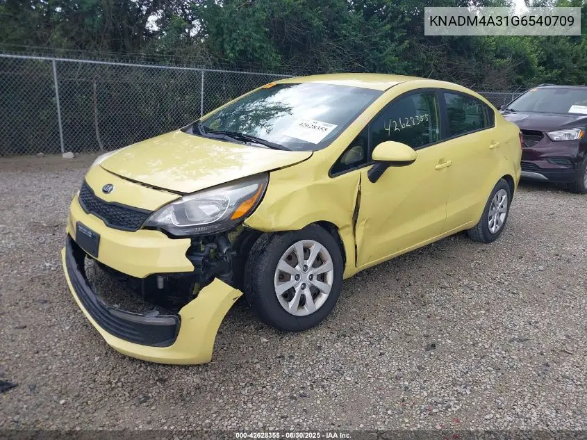 2016 Kia Rio Lx VIN: KNADM4A31G6540709 Lot: 42628355