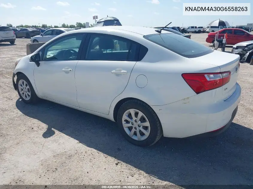 2016 Kia Rio Lx VIN: KNADM4A30G6558263 Lot: 42628899