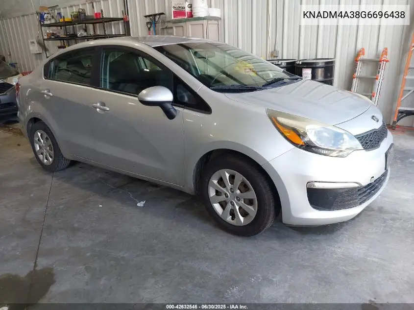 2016 Kia Rio Lx VIN: KNADM4A38G6696438 Lot: 42632546