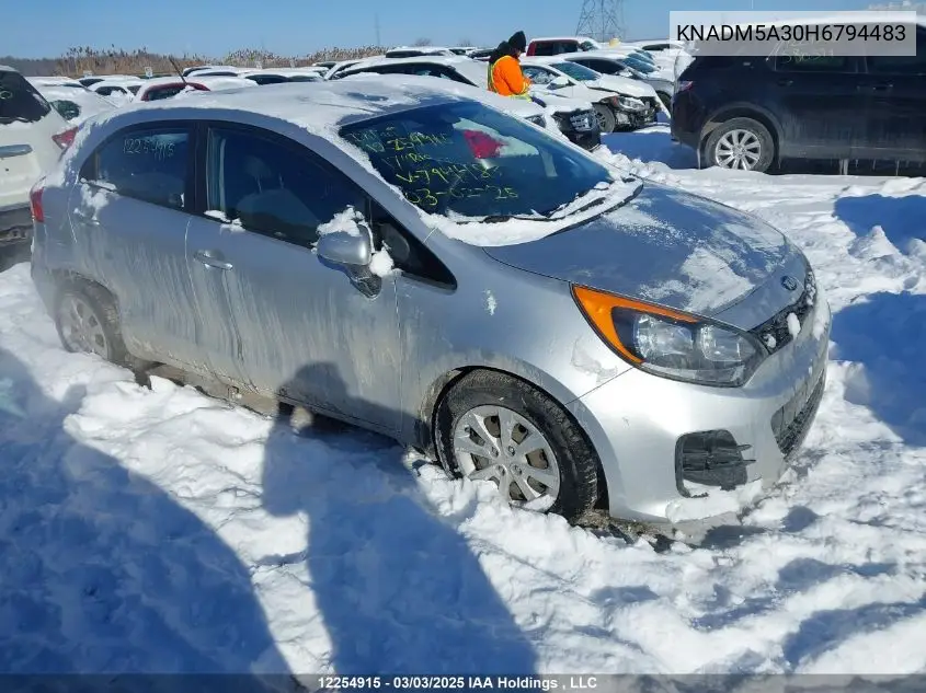 2017 Kia Rio Lx VIN: KNADM5A30H6794483 Lot: 12254915