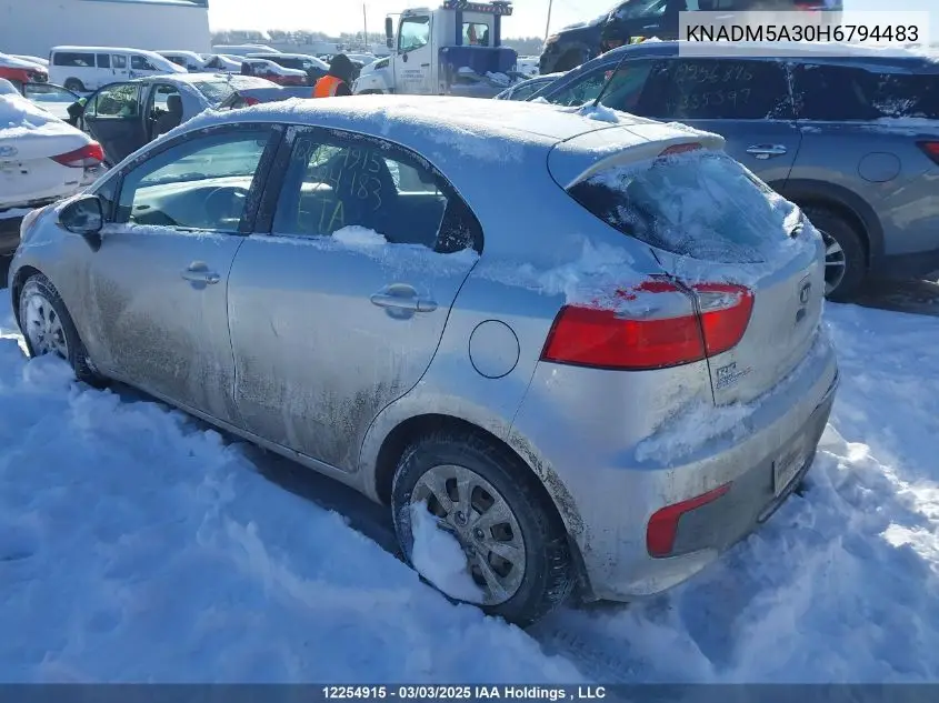 2017 Kia Rio Lx VIN: KNADM5A30H6794483 Lot: 12254915