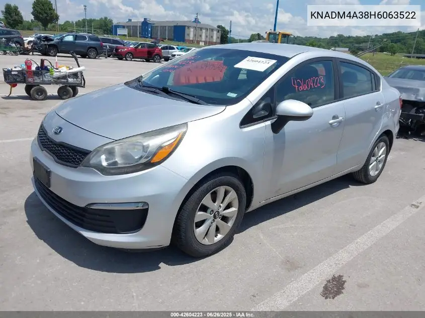 2017 Kia Rio Lx VIN: KNADM4A38H6063522 Lot: 42604223