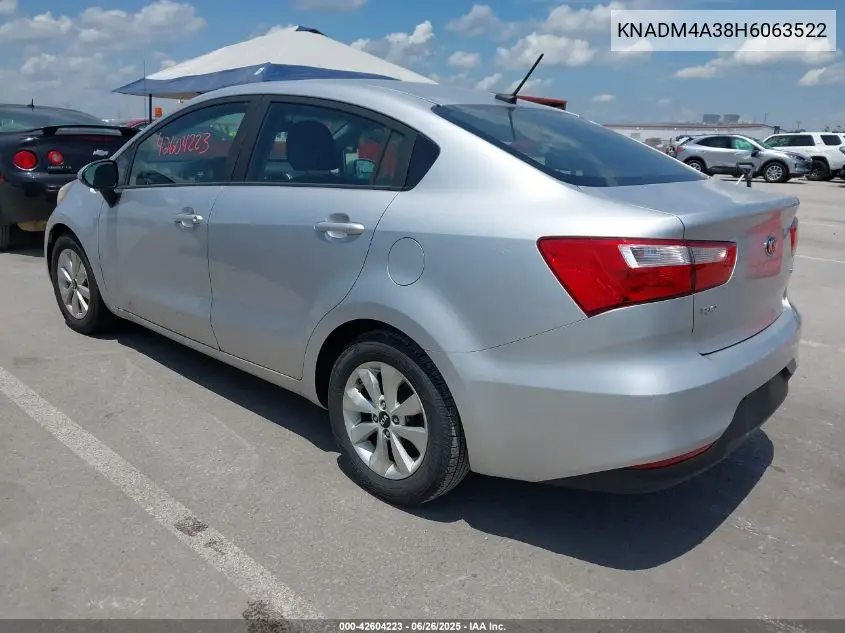 2017 Kia Rio Lx VIN: KNADM4A38H6063522 Lot: 42604223