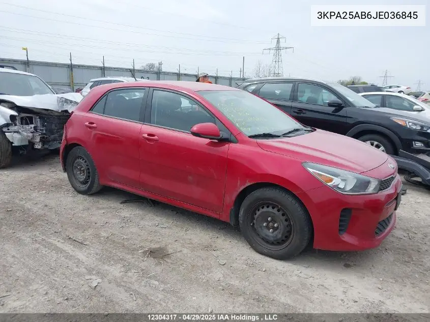 2018 Kia Rio Lx/Lx+ VIN: 3KPA25AB6JE036845 Lot: 12304317