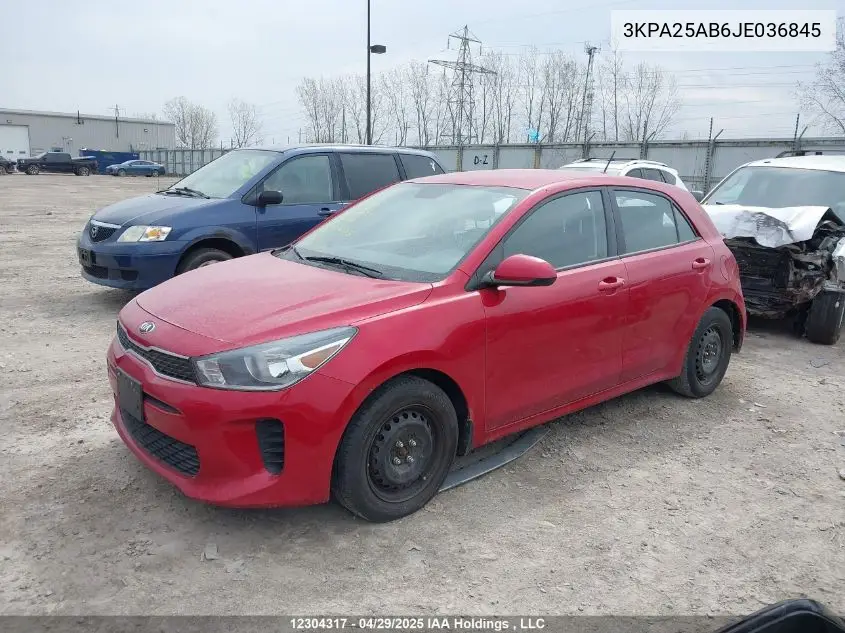 2018 Kia Rio Lx/Lx+ VIN: 3KPA25AB6JE036845 Lot: 12304317