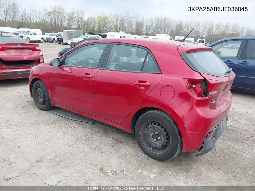 2018 Kia Rio Lx/Lx+ VIN: 3KPA25AB6JE036845 Lot: 12304317