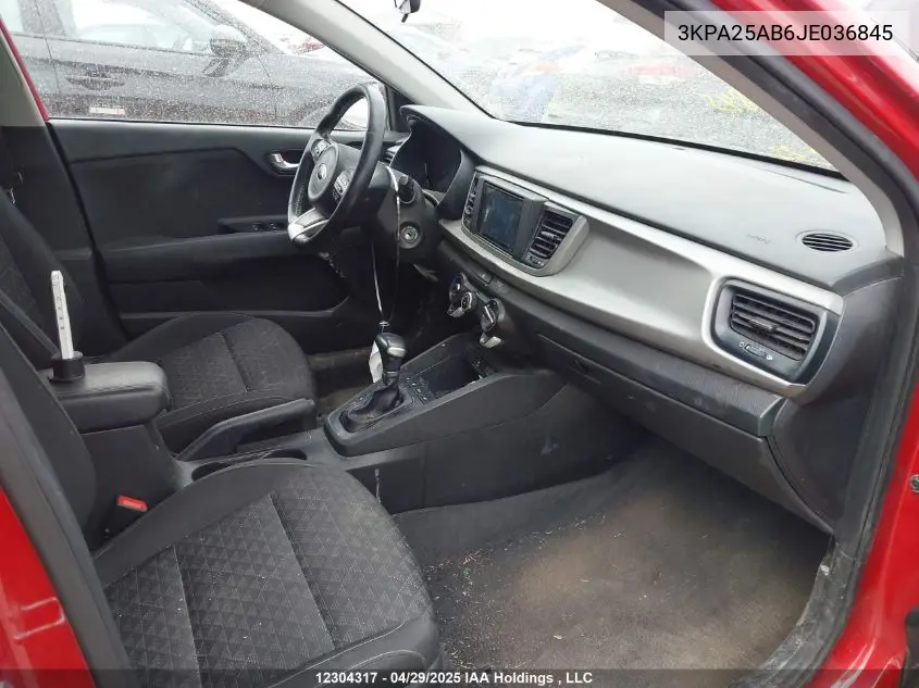 2018 Kia Rio Lx/Lx+ VIN: 3KPA25AB6JE036845 Lot: 12304317