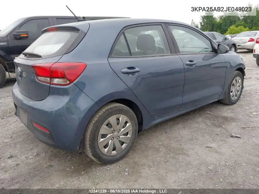 2018 Kia Rio Lx/Lx+ VIN: 3KPA25AB2JE048023 Lot: 12341239