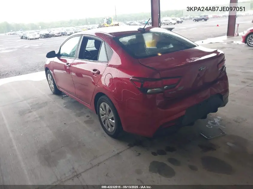 2018 Kia Rio S VIN: 3KPA24AB7JE097051 Lot: 42232515